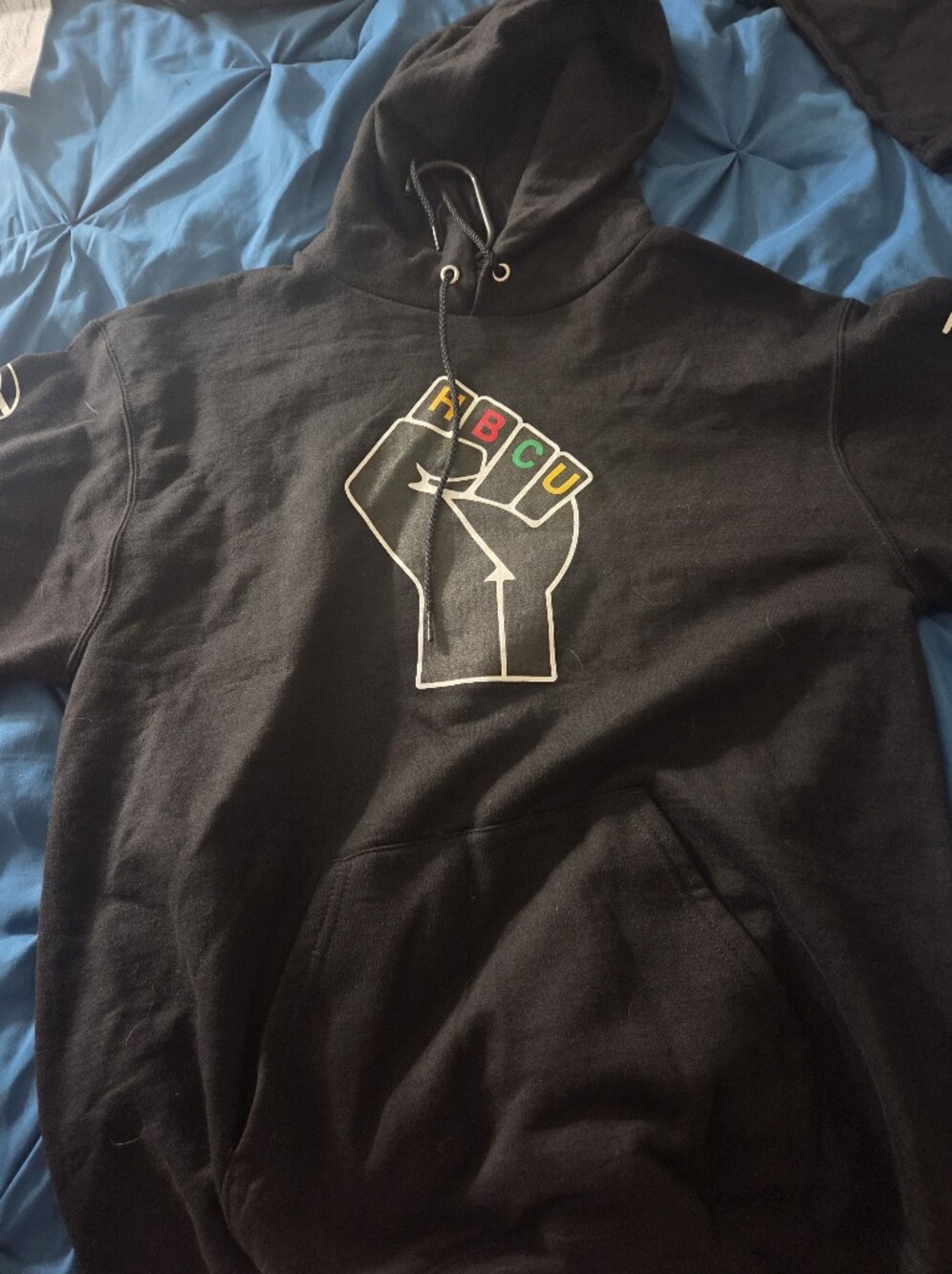 Black HBCU Hoodie Sweatshirt with Multicolor Fist Design